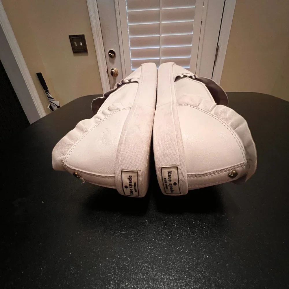 Kate Spade size 9.5 white leather Lillie slip on shoes